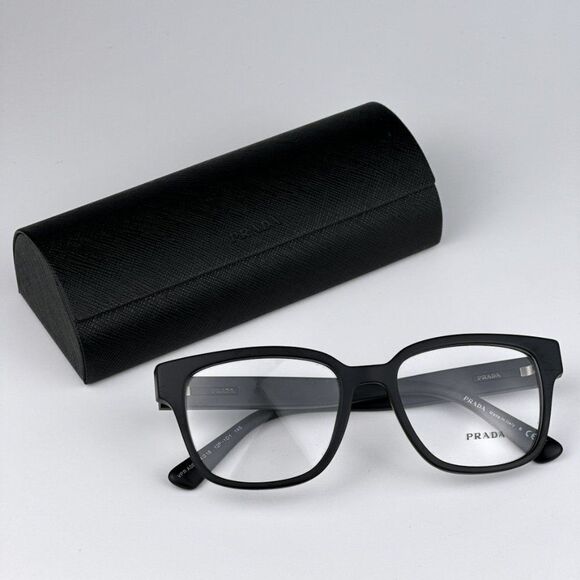 NEW Prada PRA09V 12P1O1 Matte Black Square Unisex Eyeglasses VPR A09 - Picture 1 of 10